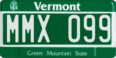 VT license plate MMX099