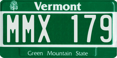 VT license plate MMX179