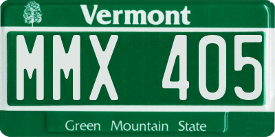 VT license plate MMX405