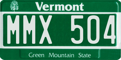 VT license plate MMX504