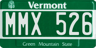 VT license plate MMX526
