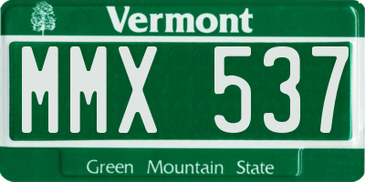 VT license plate MMX537