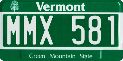 VT license plate MMX581