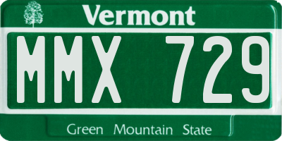 VT license plate MMX729