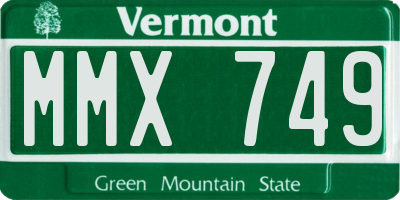 VT license plate MMX749