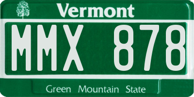 VT license plate MMX878