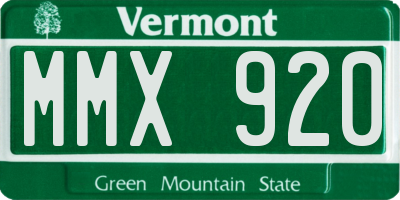 VT license plate MMX920