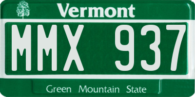 VT license plate MMX937
