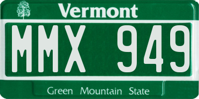 VT license plate MMX949