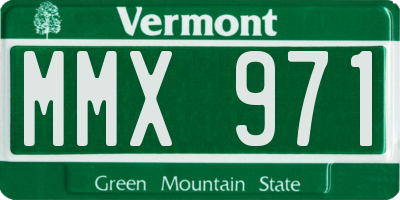 VT license plate MMX971