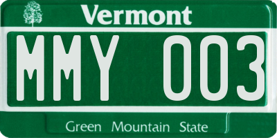 VT license plate MMY003