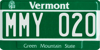 VT license plate MMY020