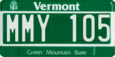 VT license plate MMY105