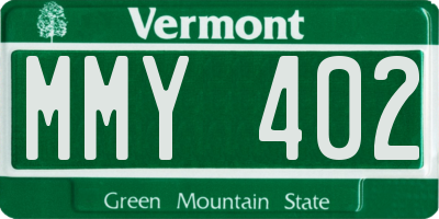 VT license plate MMY402