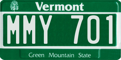 VT license plate MMY701