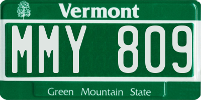 VT license plate MMY809