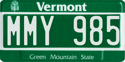 VT license plate MMY985
