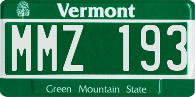 VT license plate MMZ193