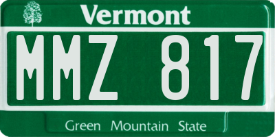 VT license plate MMZ817