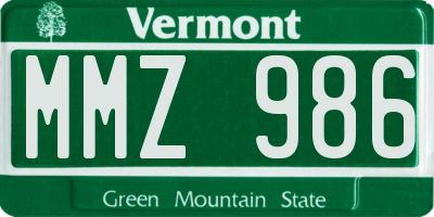 VT license plate MMZ986