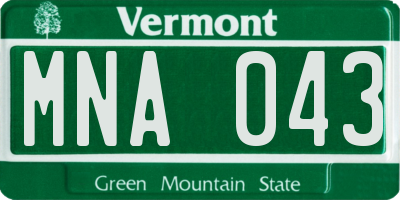 VT license plate MNA043
