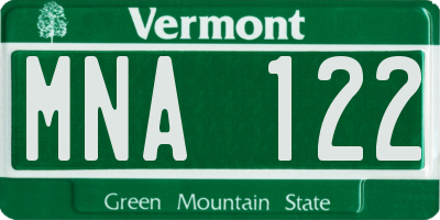 VT license plate MNA122