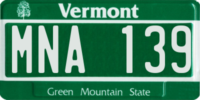 VT license plate MNA139
