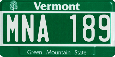 VT license plate MNA189