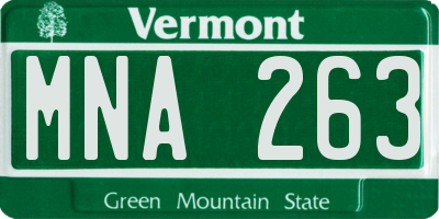 VT license plate MNA263
