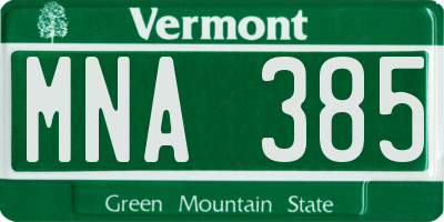 VT license plate MNA385