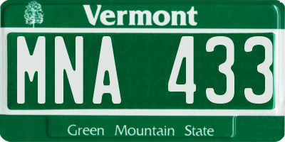 VT license plate MNA433