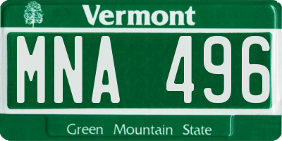 VT license plate MNA496