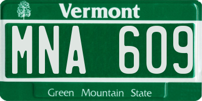 VT license plate MNA609