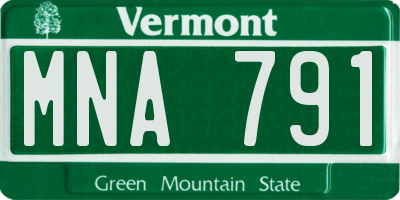 VT license plate MNA791