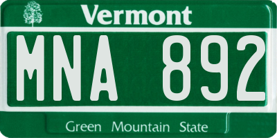 VT license plate MNA892