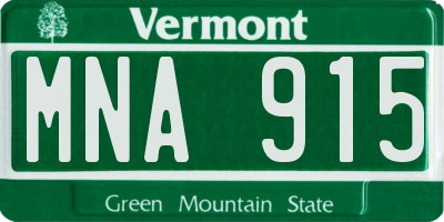 VT license plate MNA915