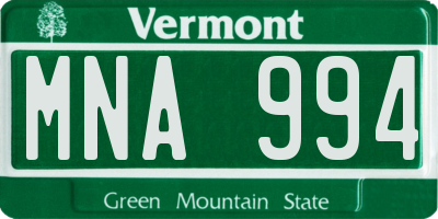 VT license plate MNA994