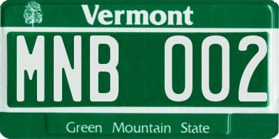 VT license plate MNB002