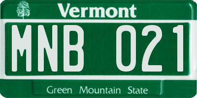 VT license plate MNB021