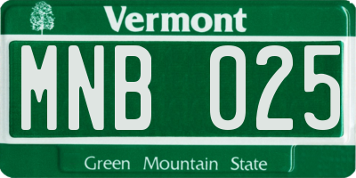 VT license plate MNB025