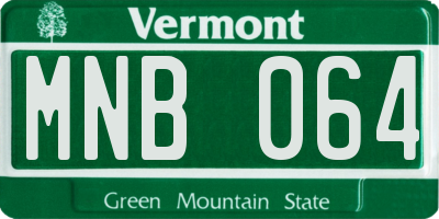 VT license plate MNB064