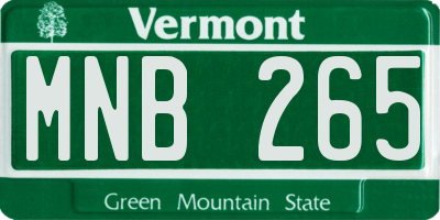VT license plate MNB265
