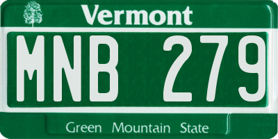VT license plate MNB279
