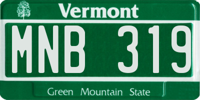 VT license plate MNB319