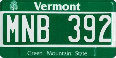 VT license plate MNB392