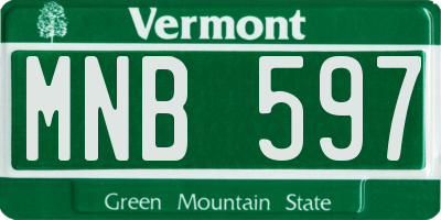 VT license plate MNB597