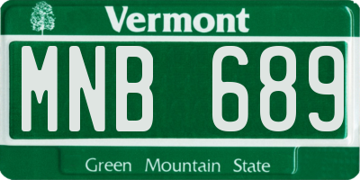 VT license plate MNB689