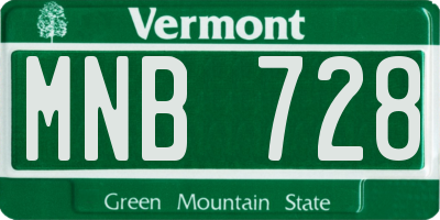 VT license plate MNB728