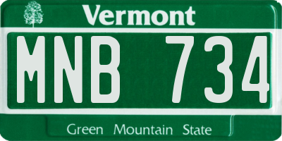 VT license plate MNB734