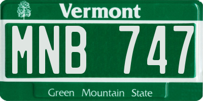 VT license plate MNB747